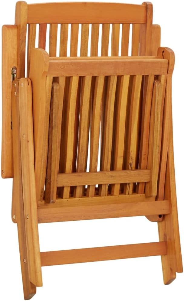 Folding Patio Chairs with Footrests 2 pcs Solid Wood Eucalyptus Outdoor Reclining Lounge Chairs for Garden Terrace and Patio with Adjustable Backrest and Practical Footrests