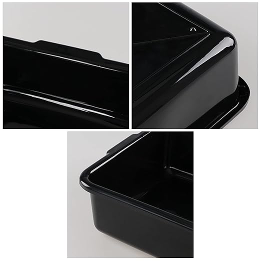 Jekiyo 4 Pack Small Commercial Bus Tub Box 8 Liter Plastic Bus Tray Black Wash Basin