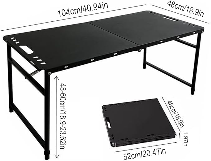 Outdoors Adjustable Height TableBlack Portable Folding Tables Camping Outdoor Portable RV Camp Table with Carry Bag for Outdoor Beach Picnic Backyards BBQ and Party