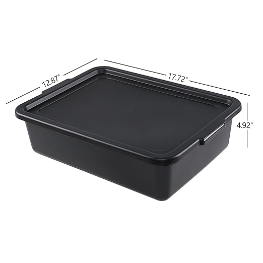 Sadstory 13 L Plastic Commercial Bus Box with Lid Plastic Restaurant Tub Black 3 Packs