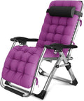 Sun Lounger Chair Lounger Portable Folding Lounge Outdoor Camping Beach G Patio Recliner Reclining with Purple Skin-Friendly Cotton Pad Capacity 150 Kg