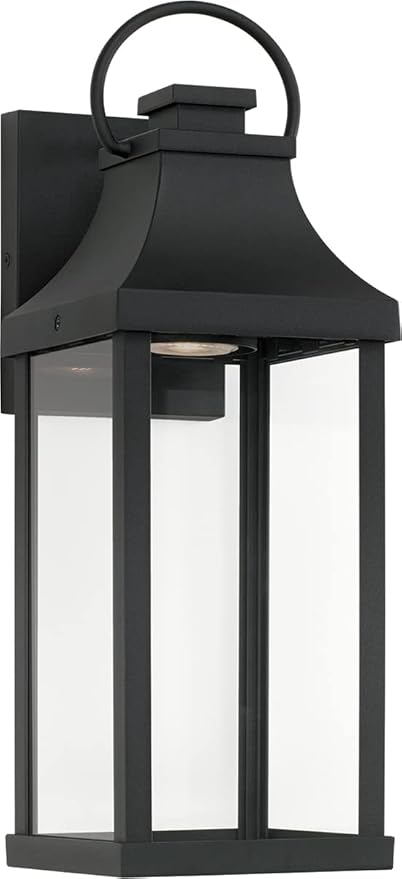 Capital Lighting 946411BK-GL Bradford Night Sky Clear Glass Rectangular Outdoor Wall Lantern 1-Light 7 Watt 17 H x 6 W Black