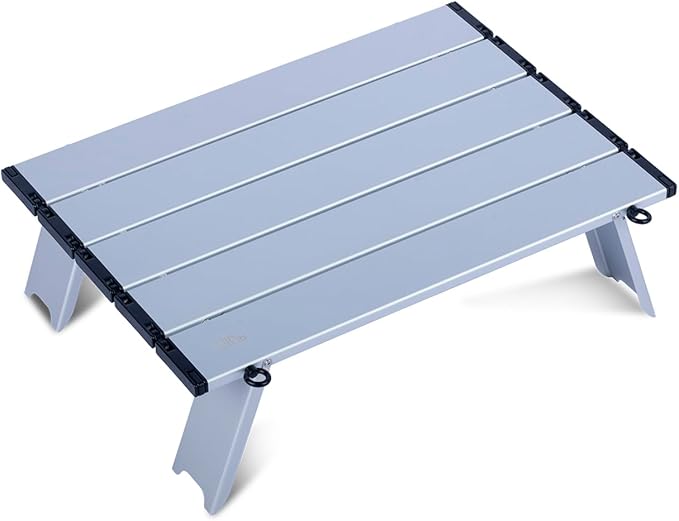 iClimb Ultralight Compact Mini Beach Picnic Folding Alu. Table with Carry Bag Two Size (Silver - S)