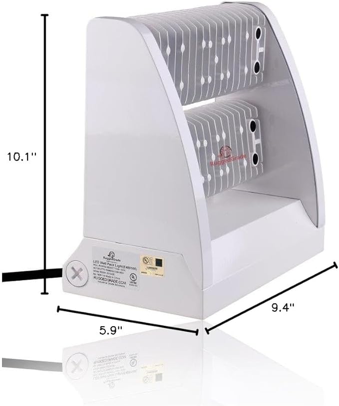 RuggedGrade 80W - Rotate IV Series LED Wall Pack with Photocell - 11100 Lumens - Color Selectable 3000K/4000K/5000K - Outdoor LED Wall Light - White - DLC 5.1 Premium