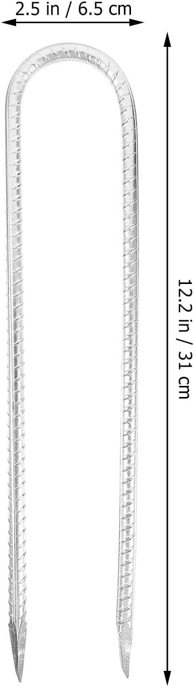 VICASKY 8pcs U-Shaped Galvanized Steel Landscape Stakes Yard Ground Anchors with Gaskets for Swing Sets Tent Accessories and Gardening Outdoor Use