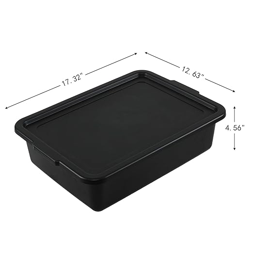 13 L Small Commercial Bus Tubs with Lid Plastic Bus Box 3 Packs Black