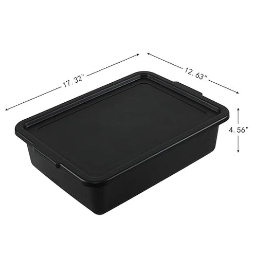 13 L Small Commercial Bus Tubs with Lid Plastic Bus Box 3 Packs Black