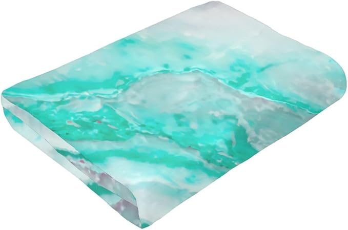 60X50 Aqua White Gemstone Agate Mineral Quartz Lightweight Flannel Blanket - Soft and Breathable Polyester Suitable for Travel Camping and Home Decoration