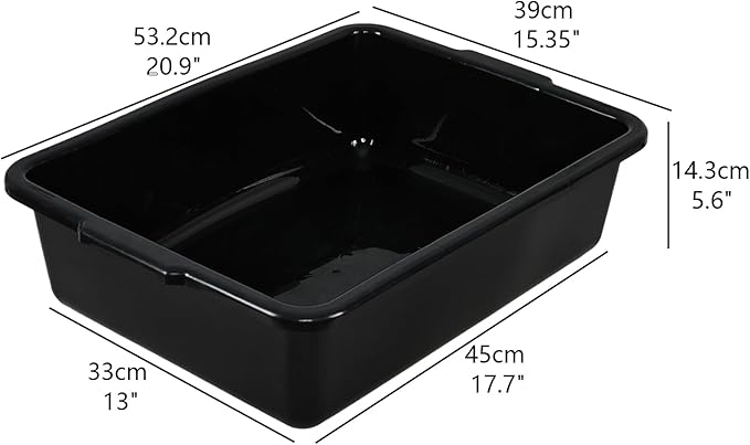 25 L Commercial Bus Boxes 4-Pack Plastic Dish Bus Tub Black