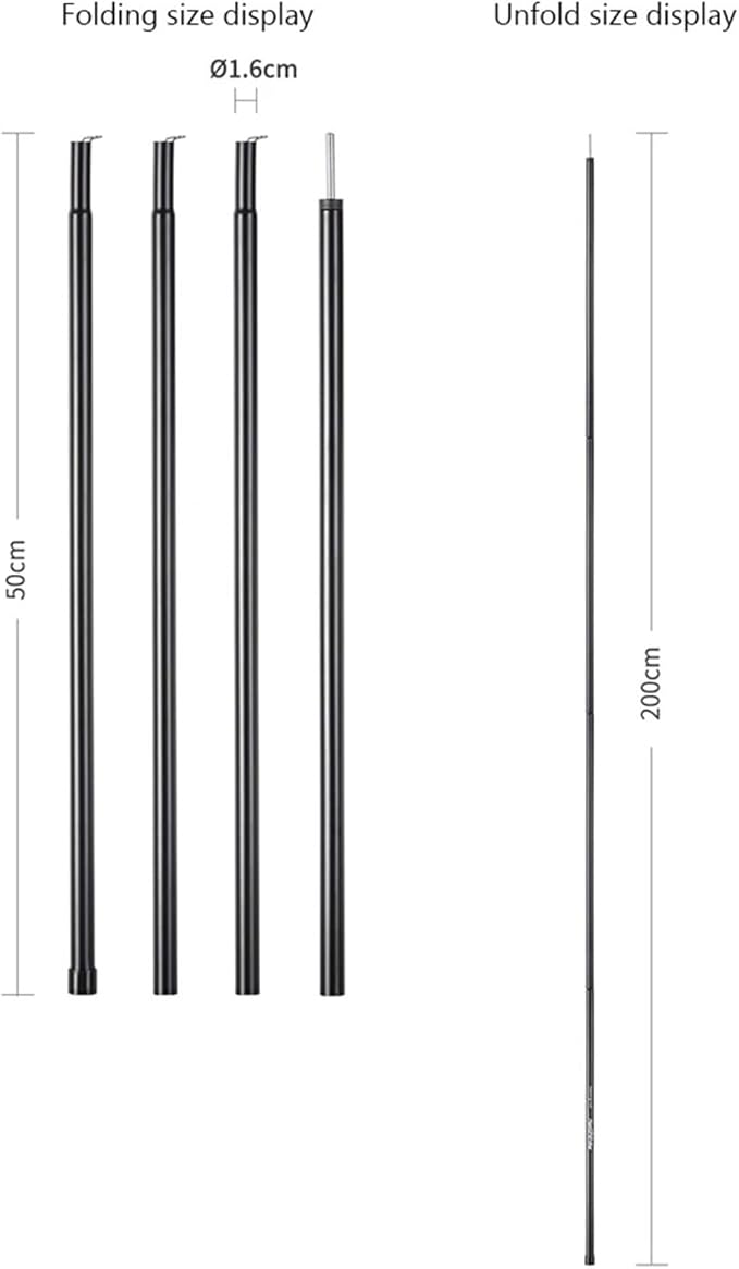 2m/6.6ft Camping Tent Awning Poles Plated Iron Canopy Outdoor Folding Zinc Rod Camping Portable Outdoor Elements