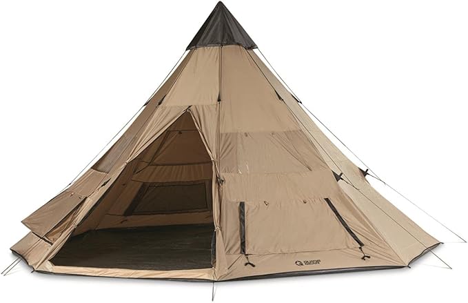 Guide Gear Camping Teepee Tent for Adults Outdoor Waterproof Family 8 Person 18' x 18'
