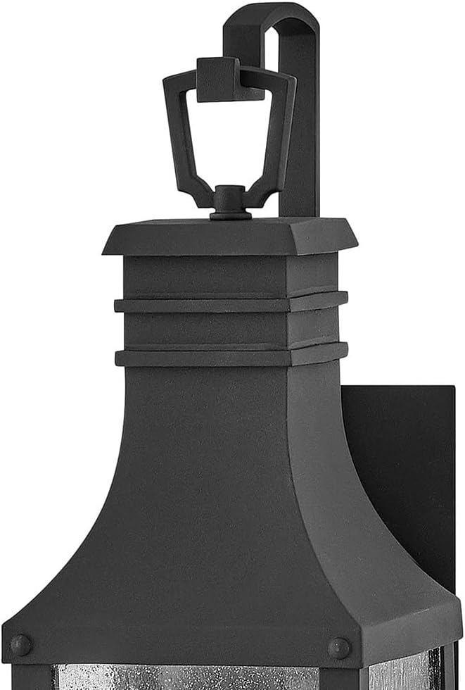 Hinkley Beacon Hill Single Light Wall Mount Outdoor Lantern – Aluminum Clear Seedy Glass Panes Old World Charm – Museum Black Finish
