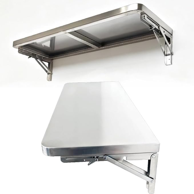 Drop Down Folding Table Wall Mount Concession Shelf Stainless Steel Food Truck Shelves Trailer Countertop Extension Wall Workbench for Kitchen Laundry Room(60x40cm/24x16in)