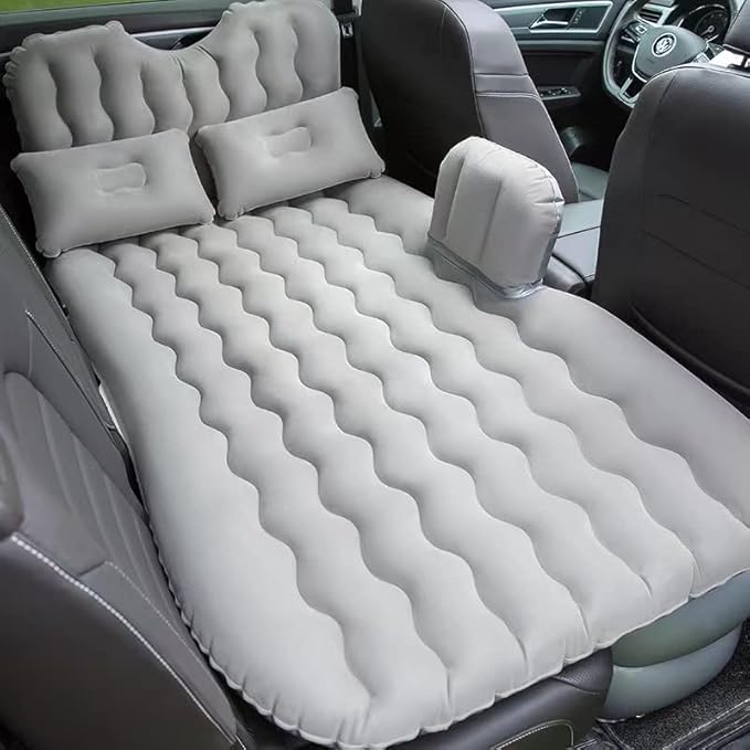 Inflatable Car Air Mattress Back Seat Bed with Air PumpThickened Portable Car Travel Sleeping Camping Air Mattress Blow Up Bed for Car Universal SUV