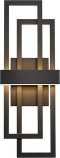 LamQee 25.6 Inch Modern Outdoor Wall Lights Integrated LED 1200LM Large Exterior Lighting Fixture Dual Rectangle Outdoor Sconce Black Metal Wall Mount Porch Light Outside Lamp for House Garage Patio