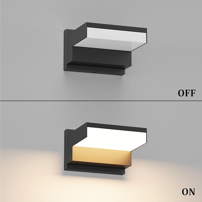 Outdoor Wall Lights 3000K Porch &amp Patio Light Aluminum Hardwired Modern Exterior Wall Sconces IP65 Waterproof for House(Black2 Pack)