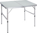 REDCAMP Aluminum Camping Table 3 Foot Portable Folding Table Adjustable Height Lightweight for Picnic Beach Outdoor Indoor White 36 x 24 inch