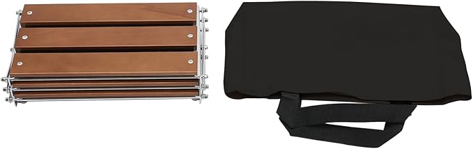 Camping Rack 3-Tier Camping Folding Storage Rack Organizer with Carry Bag Retro Rectangular Camping Dish Rack Shelf for Barbecues Camping Hiking Parties Walnut Load 10kg/22.05lbs
