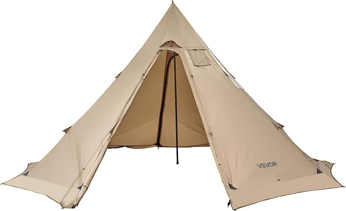VEVOR Hot Tent Camping Tipi Hot Tents with Stove Jack Portable Winter Camping Tents with Snow Skirt Easy Setup Waterproof 4 Season Shelter Tents for Fishing Backpacking