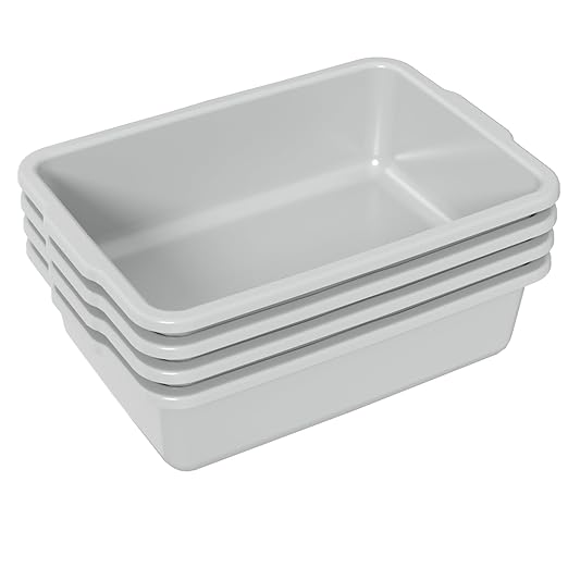 35 L Large Bus Tubs Plastic Commercial Bus Bin Light Gray 4 Packs