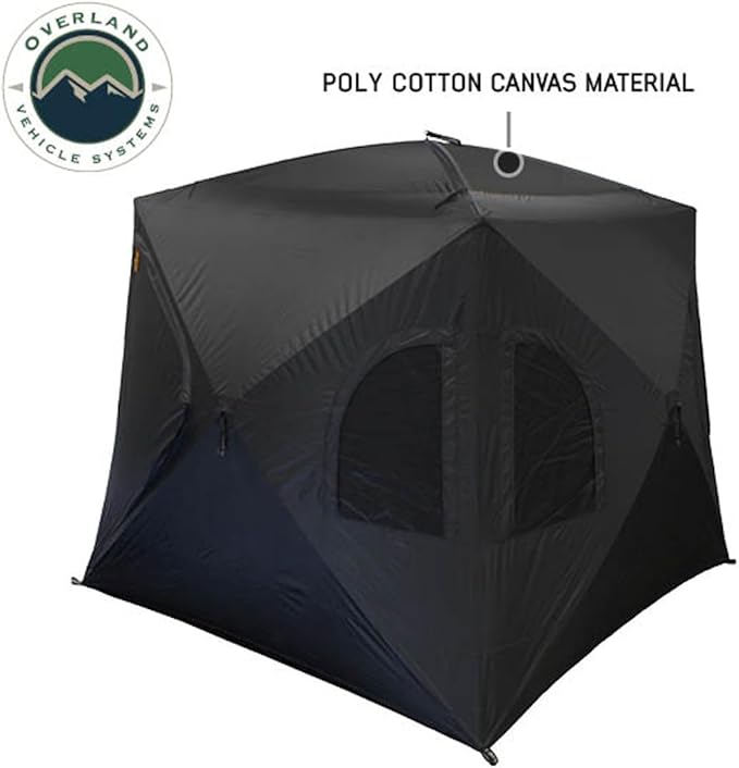 Overland Vehicle Systems Hub Centric Ground Tent - Black Body &amp Grey Rainfly - 420D Polyester Oxford