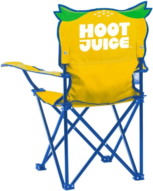 Hoot Juice Kid's Camp Chair – Includes Carry Bag and Cupholder. Cute Owl Design for Toddlers and Kids Outdoor Chair for Camping Beach Backyard Travel. Lightweight Durable 120 lb Capacity