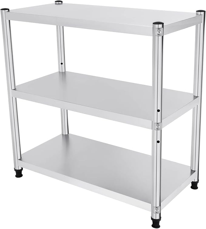 32×16 Stainless Steel Table Heavy Duty Stainless Steel Table for Prep Shelf Organizer Kitchen Storage Shelves Garage Shelves Commercial Kitchen Work Table for Restaurant Home and Hotel Silver