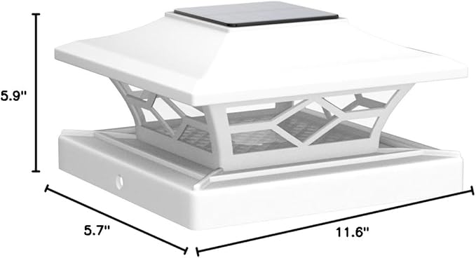 VOLISUN Solar Post Cap Light Outdoor Waterproof: RGB Color Changing - Solar Fence Cap Flashing Lights 4Pack White for 4x4 5x5 6x6 Wooden Vinyl Post