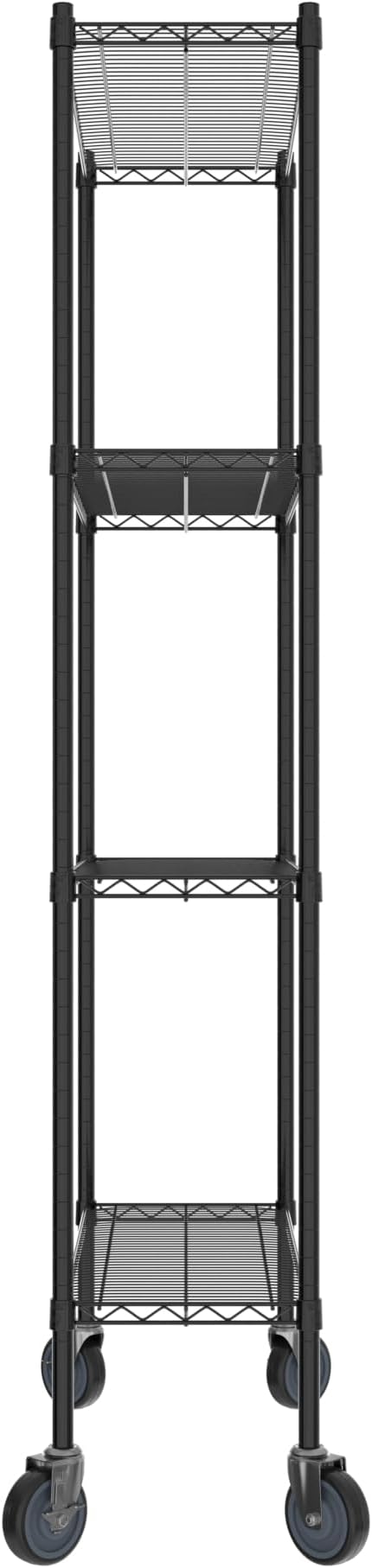 Commercial NSF Listed Black Epoxy Mobile Wire Shelving Kit 14 x 36 x 80 with 4 Shelves Perfect for Warehouse Walk-in Refrigerator Freezer Grocery Store Restaurant Dishroom