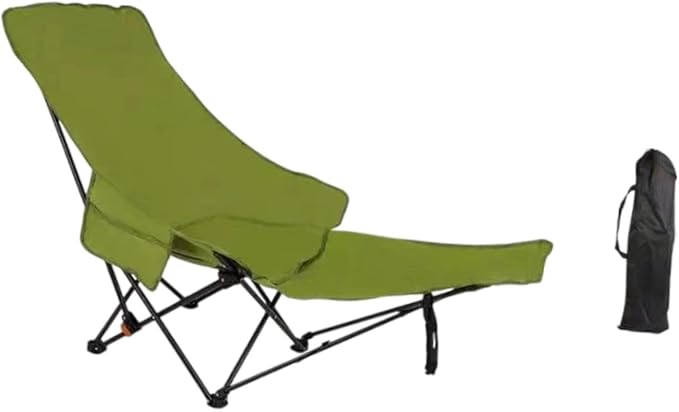 Folding Chaise Lounge Chair Reclining Chair Foldable Heavy Duty Stable Recliner Lounger for Garden Fishing Sports Patio Beach Green