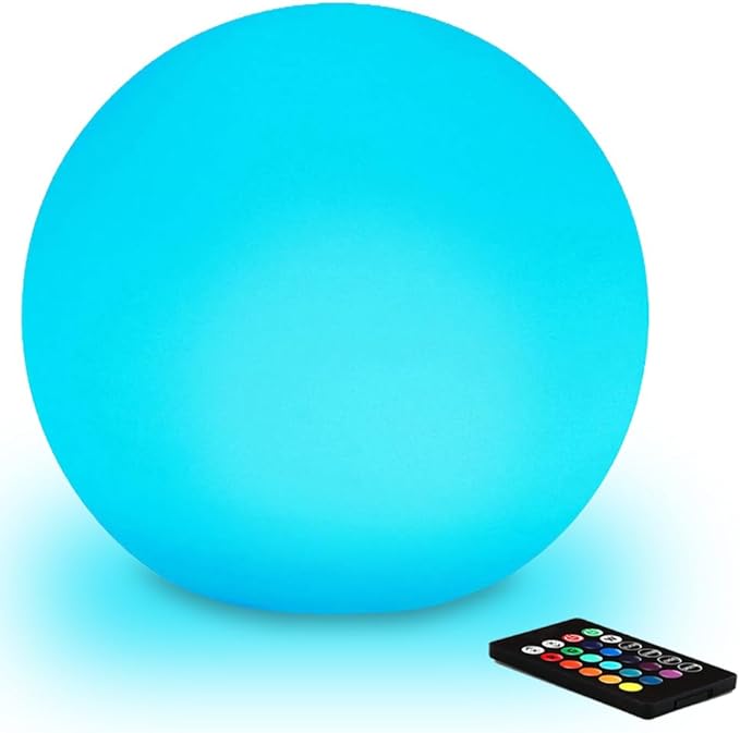 12-inch LED Glowing Ball Light w/Remote LED Globe Orb Night Light Mood Lamp for Kid Adult Rechargeable Dimmable RGB Color Changing Glowing Orb Waterproof Light Up Ball for Garden Patio Party Decor