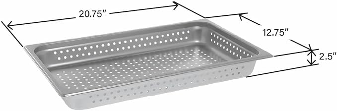 HUBERT Steam Table Pan Hotel Pan Full Size Perforated Stainless Steel - 4 D
