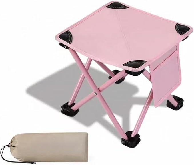 Portable Collapsible Stool for Mountaineering and Hiking Collapsible Stool Lightweight Folding Chair Suitable for Camping Outdoor Activities Fishing (4 Pink)