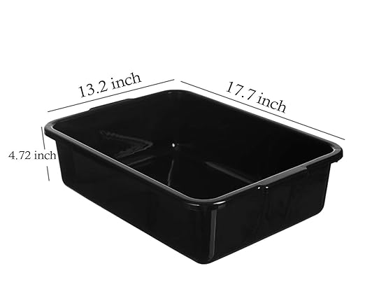 Black 4-Pack Commercial Bus Tubs Box/Tote Box Stackable Plastic Utility 13 Liter Storage Bin with Handles Dish Wash Basin Tub Pans