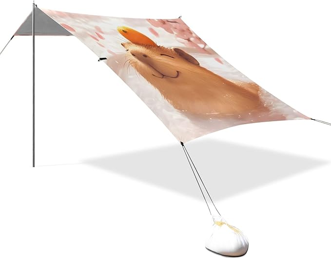 Camping Sun Shelters Capybara with Orange Beach Canopy 126 * 110.2in