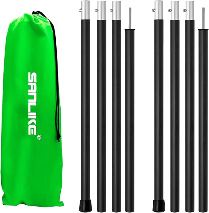 SAN LIKE Aluminum Tent Poles for Tarp 60inch 2 Sets (4 Sections) Black Waterproof Camping