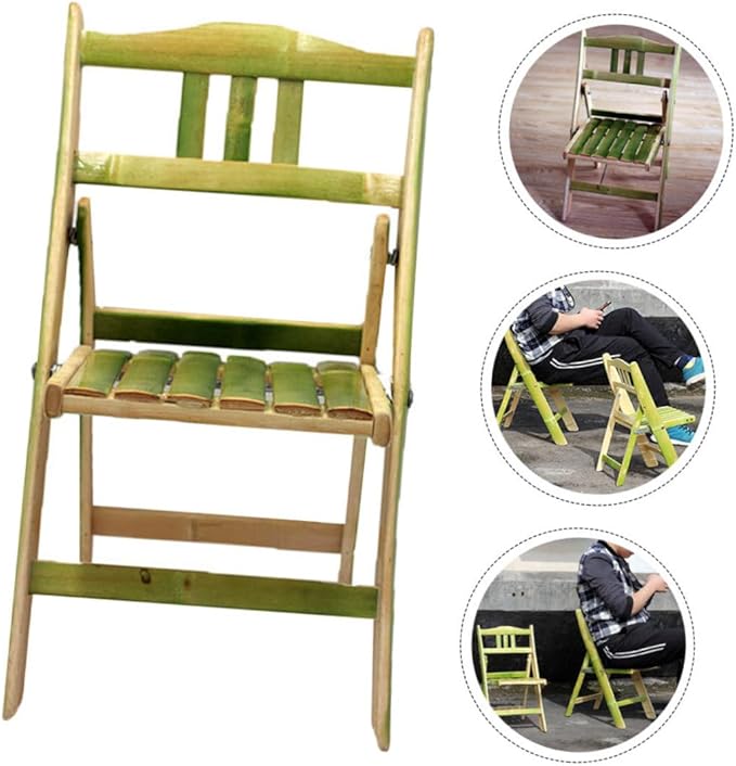 Hemoton Bamboo Folding Chair Easy to Install Camping Stool Student Back-Rest Portable for Home and Business