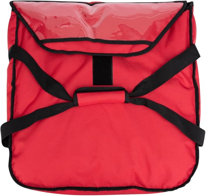 Delivery Tek 16.5 x 18 x 6.5 Inch Insulated Pizza Bag 1 Durable Delivery Bag - Holds (2) 16 or (3) 14 Pizza Boxes Red Polyester Cater Bag Extra-Large Flap Machine Washable