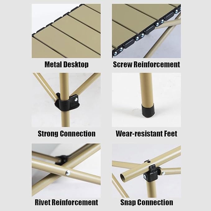 Portable Folding Camping Table and Chairs Set Lightweight Carbon Steel Roll Up Top Picnic Table Portable Outdoor Dining Set for BBQ Garden Hiking and Fishing