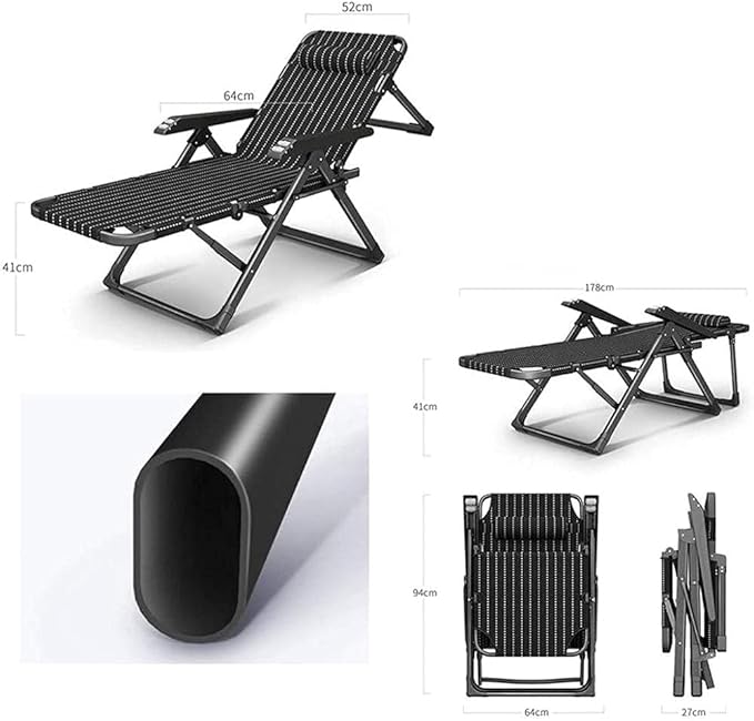 Sun Loungers Heavy Duty Lounge Chairs and Full Flat Cot Folding Reclining Chairs for Garden Outdoor Beach Pool Camping Patio B