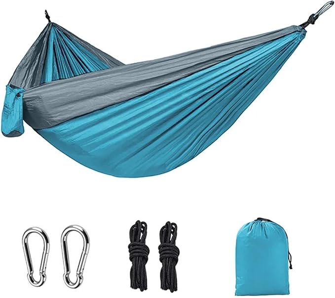 270x140cm Portable Hammocks Nylon Color Parachute Fabric Single and Double Size Outdoor Camping Hiking Garden Hammock(Blue)