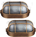 2-Pack Outdoor Oval Wall Lights 8.3Nautical Bulkhead Sconce Flush Mount for Wall or Ceiling Aluminum with Frosted Glass Vandal Resistant Security Light E26 Base Waterproof Garage Terrace Sauna