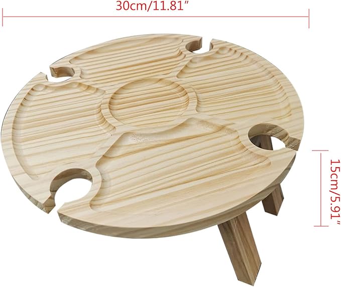 Camping Gear Outdoor Folding Table Wooden Wine Glass Rack Holder Cheese Board