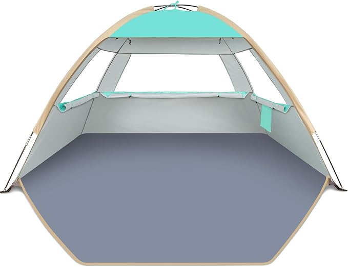 Gorich Beach Tent Sun Shelter for 3/4/6/8/10 Person with UPF 50＋ UV Protection Lightweight &amp Easy Setup Beach Shade Canopy Portable Beach Shade Tent Beach Cabana