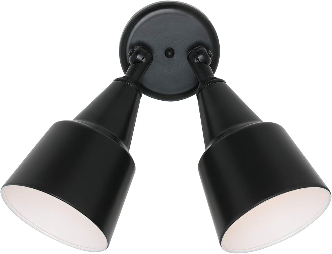 Sea Gull Lighting 8607-12 Two Adjustable Swivel Flood Light Outside Fixture Black Finish