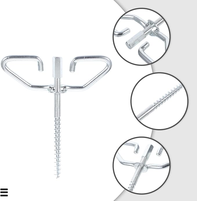 ABOOFAN White Electric Ice Anchors with Drill Adapter for Ice Tent Shelter Steel Tent Stakes for Winter Fishing