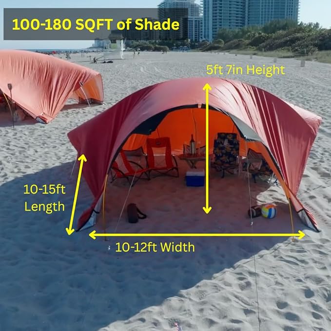 Beach Bubble Sport Edition The Ultimate Private Wind Supported Beach Cabana +50 UPF 4 Person Capacity