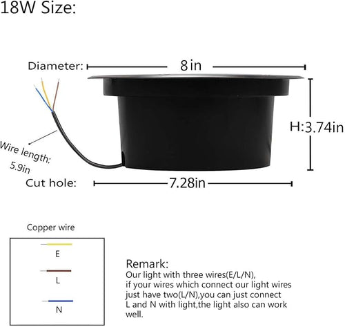 18W Outdoor Ground LightsDiameter 8 inchesWaterproof IP67 Landscape LightWarm White 3000KHigh Voltage 110V 120V Pathway Lighting for WellWalkwaySidewalkGardenYardDeckPack of 4