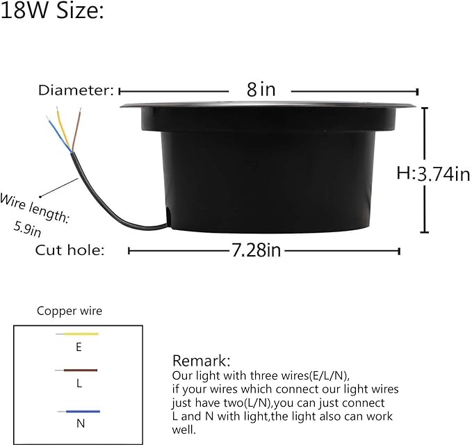 18W Outdoor In Ground LightsDiameter 8 inchesWired Landscape Lighting WaterproofWhite 6500KHigh Voltage 110V 120V Well Lights for WalkwayDrivewayPathwayPack of 4