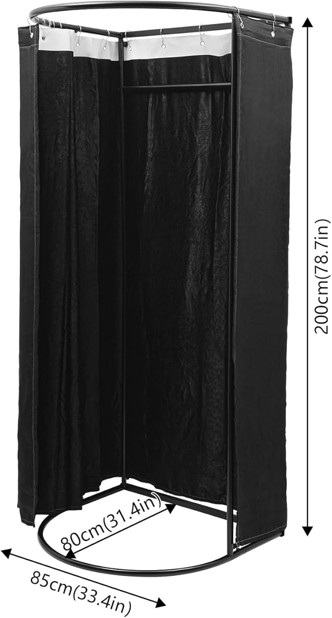 Portable Fitting Room Changing Booth 78.7 High Privacy Pop-Up Tent with Curtain 66lbs Capacity for Retail Events Beach Camping Photography Studio (Black)